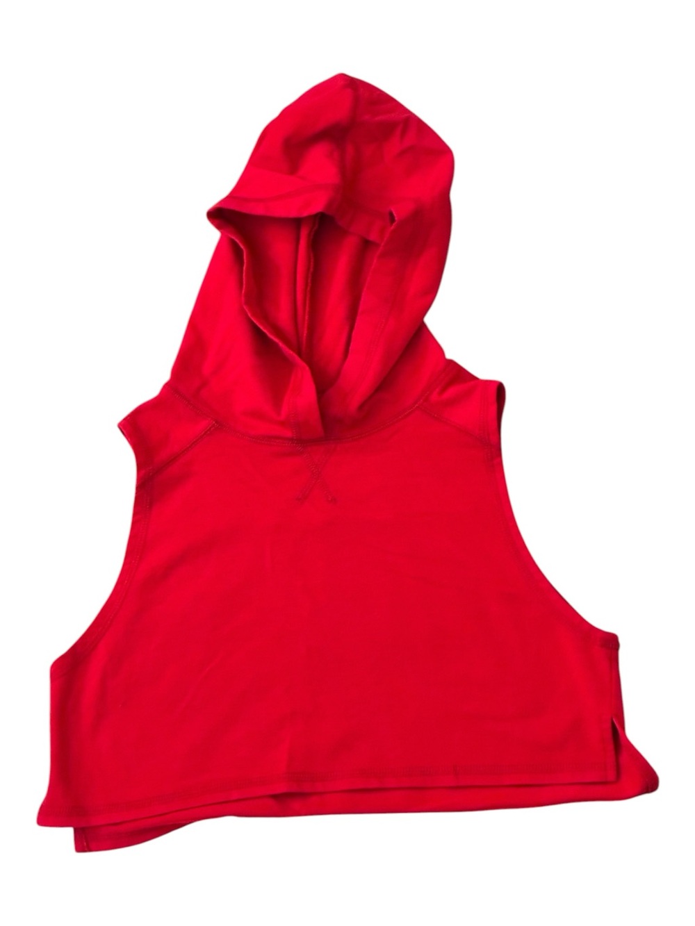 Red Sleeveless Crop Hoodie